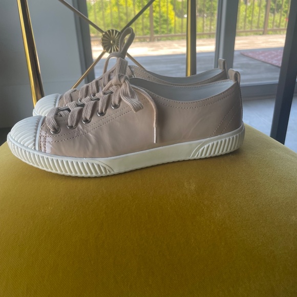 PRADA Beige Powder Patent Leather Sneakers with PRADA Dust Bag - Picture 8 of 16